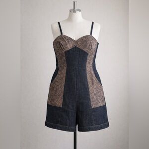 NWOT Anthropologie Pilcro SLEEVELESS SNAKE PRINT DENIM ROMPER